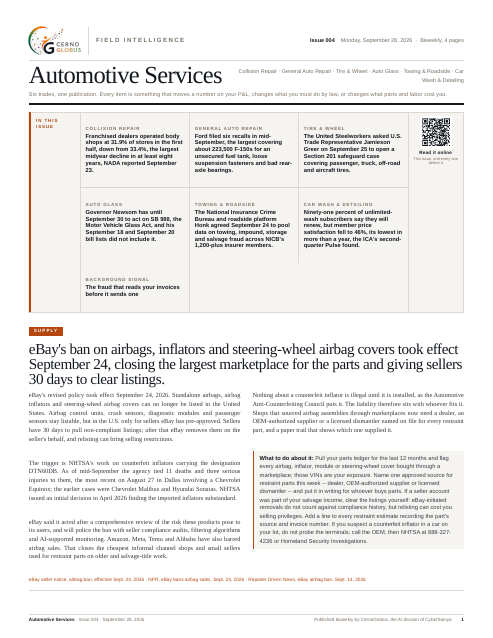 Automotive Services, page one