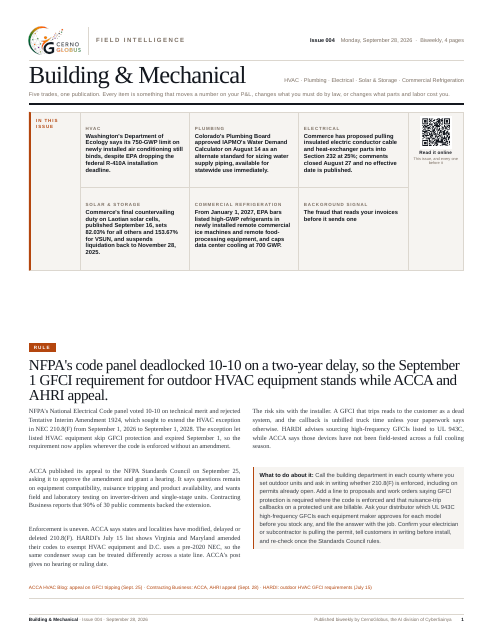 Building & Mechanical, page one
