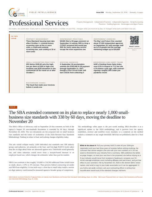 Professional Services, page one